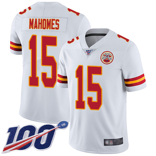 Men Kansas City Chiefs 15 Mahomes Patrick White Vapor Untouchable Limited Player 100th Season Football Nike NFL Jersey